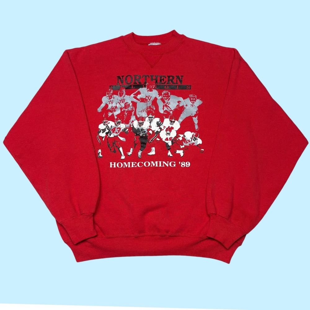 Vintage Hanes Northern Illinois Homecoming 89 Sweatshirt Red XL Made in USA